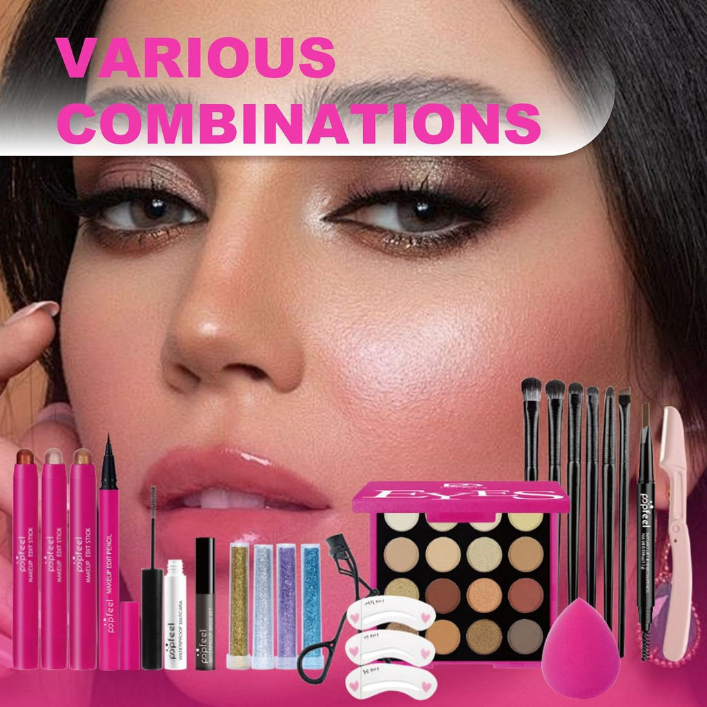 Eyes Makeup Sets Makeup Kits for Teens,with 16 Colors Eyeshadow Palette,Makeup Brushes,Eyeshadow Stick,Eyebrow