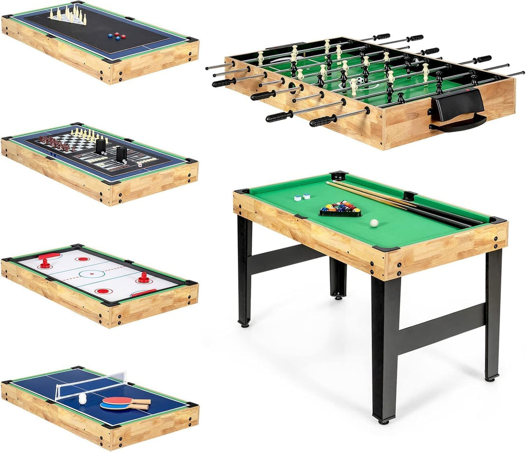 Multi Game Table, 10 in 1 Combo Game Table w/Foosball Table, Hockey, Pool Table, Ping Pong, Shuffleboard, Bowling & 4