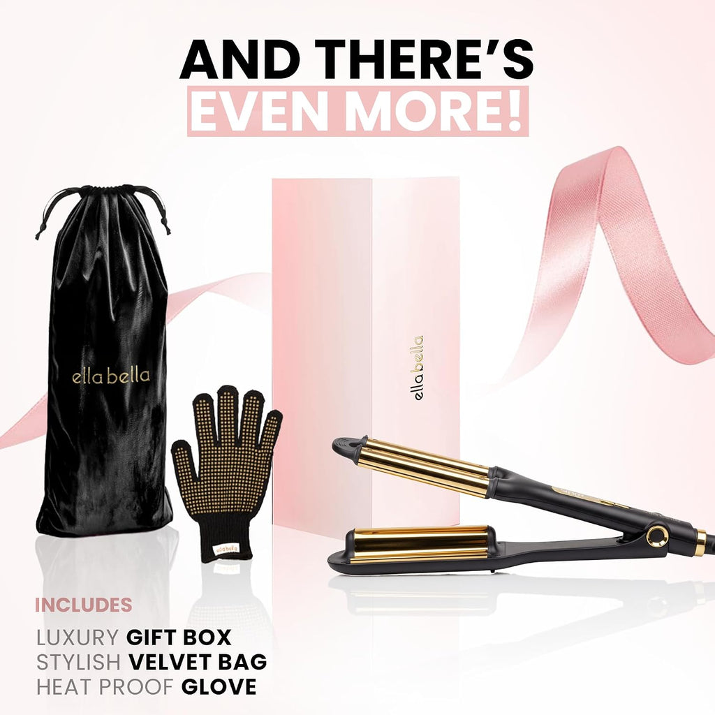 Open Waver (Deep Waver) Curling Iron, 3 Barrel Crimper Tool | Instant & Long-Lasting Open Waves. Digital Display for