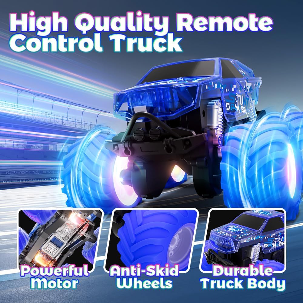 Pink Monster Truck, Unicorn Remote Control Car, 4WD All Terrain Off-Road Girl RC Truck with Colorful Light