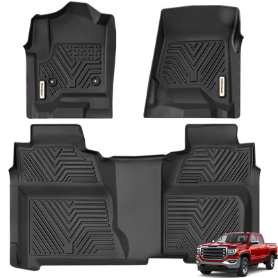 Floor Mats Compatible with 2014-2018 Chevy Silverado/GMC Sierra 1500 Crew Cab, 2015-2019 Silverado/Sierra 2500