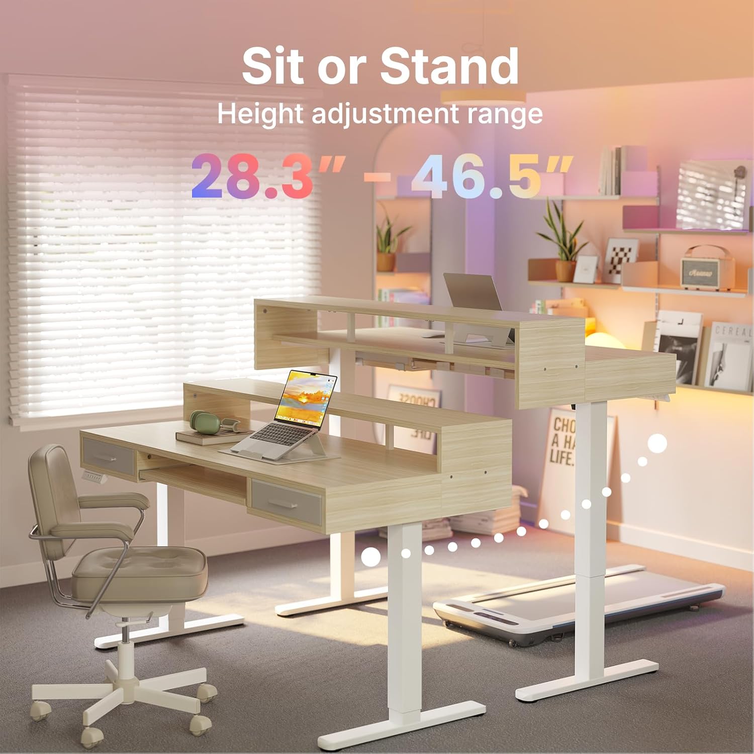 55″ x 26″ Electric Standing Desk with 2 Drawers &24.4″ Large Keyboard Tray, C-Clamp Mount Compatible, Adjustable