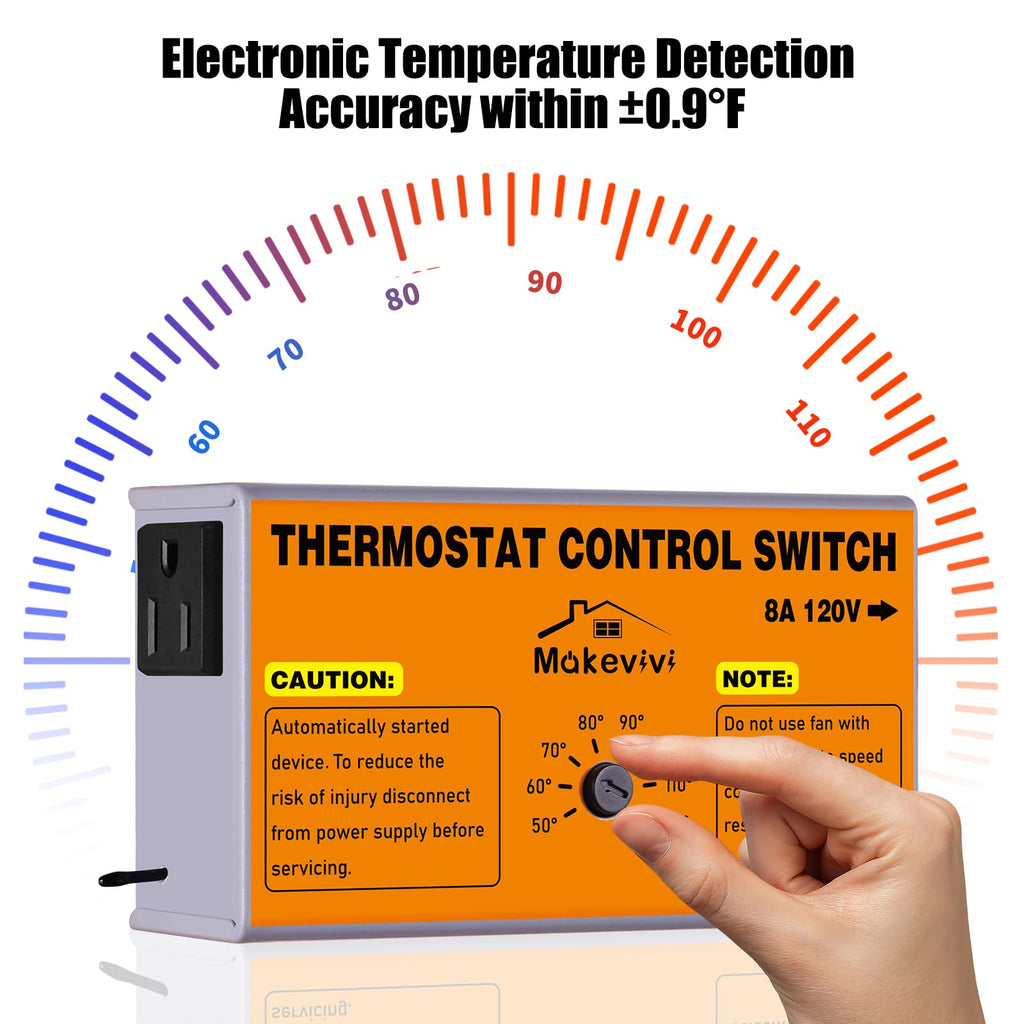 Attic Fan Thermostat Control, Plug & Play Socket Design, 2Pack