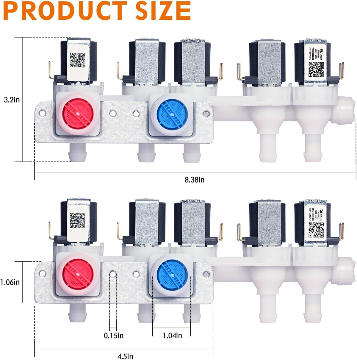 WH23X29553 Water Inlet Valve Fit for GE Washer Replaces AP6983554 PS12743643 EAP12743643 33090202 0024000126GA.