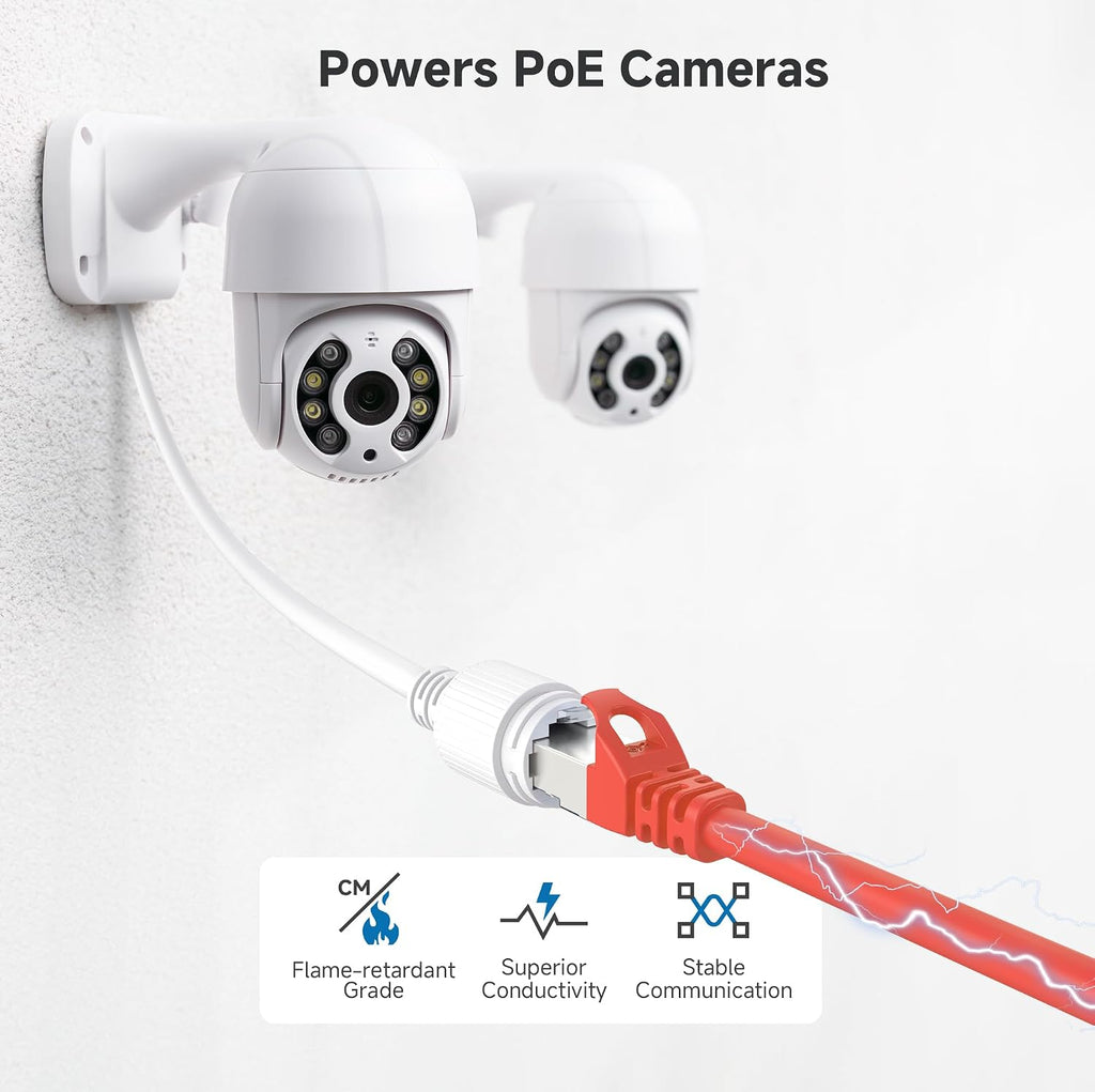 10Gbps Snagless Shielded Cat 6A Ethernet Cable, 50ft, Red | S/FTP Shielded, 26 AWG Bare Copper, 550MHz Bandwidth