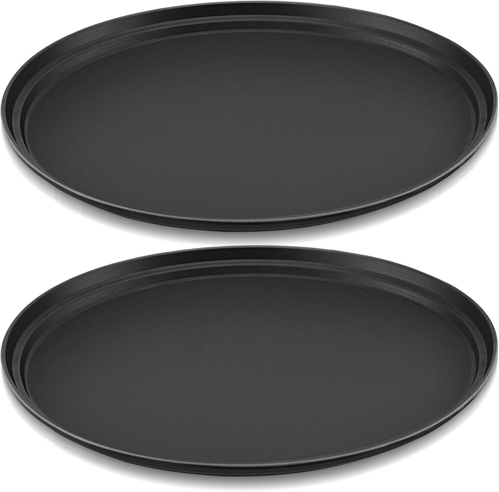 2 Pcs Restaurant Serving Trays Oval, 25 x 20 Inch, Black