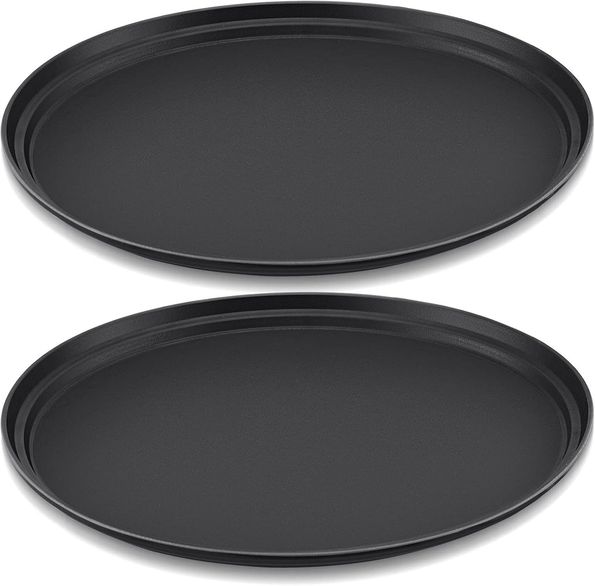 2 Pcs Restaurant Serving Trays Oval, 25 x 20 Inch, Black