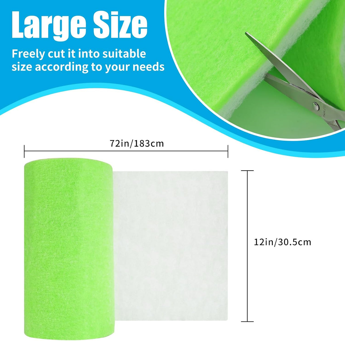 Aquarium Filter Media Pad Dual Density Bonded Filter Floss Roll Cut to Fit for Fish Tank Canister Filter 72" x 12” x