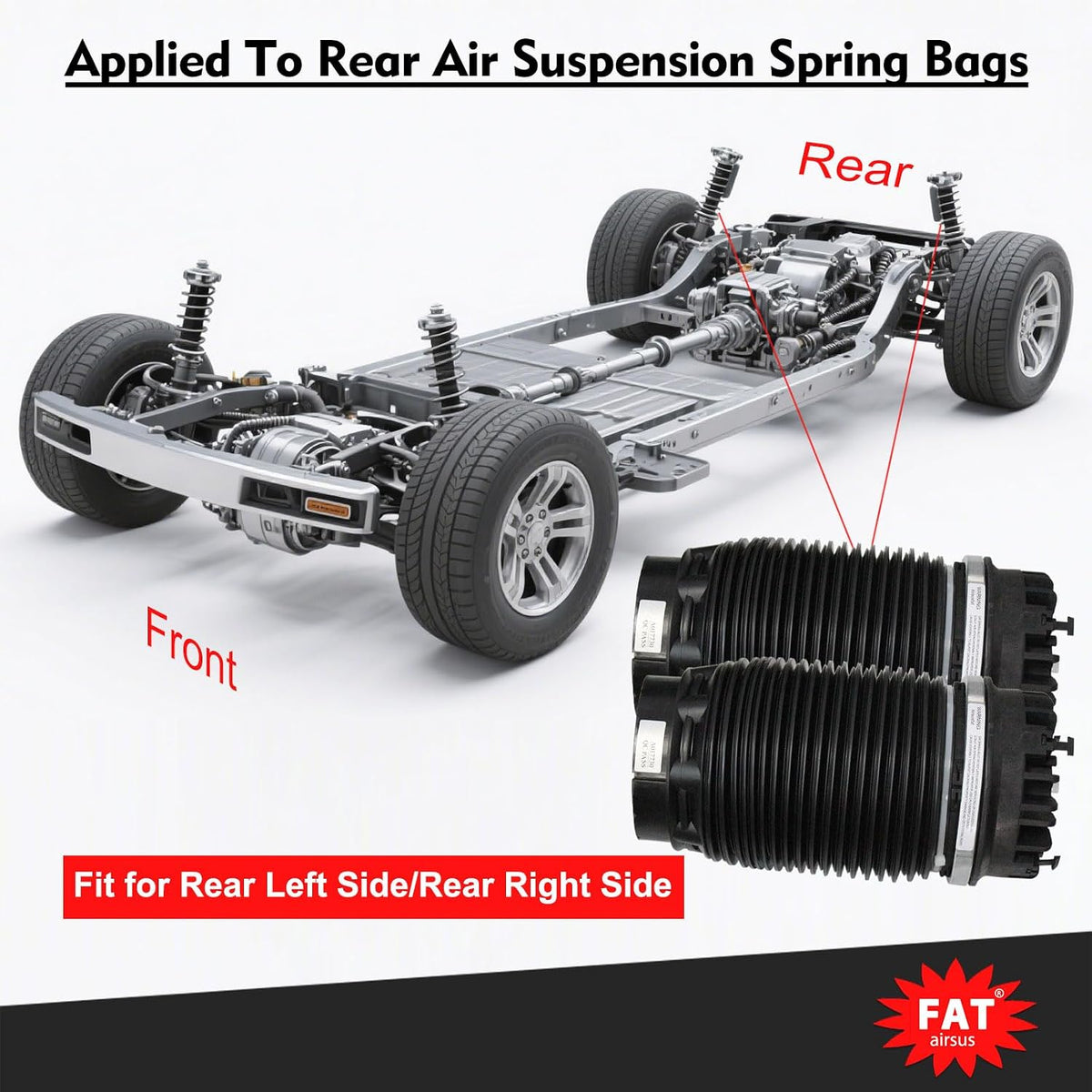 2Pcs Rear Air Suspension Spring Bags for Ram 1500 2013-2018 for Ram 1500 Classic 2019-2020 Bellows Replacement 68248948AA 4877136AA with Reinforced Crimping Ring