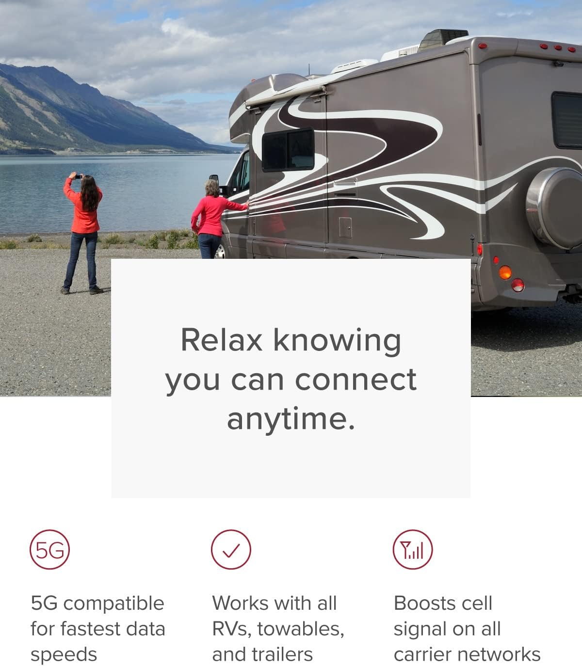 Drive X RV Base - Cell Phone Signal Booster kit | Boosts 4G LTE & 5G for All U.S. Carriers - Verizon, AT&T, T-Mobile