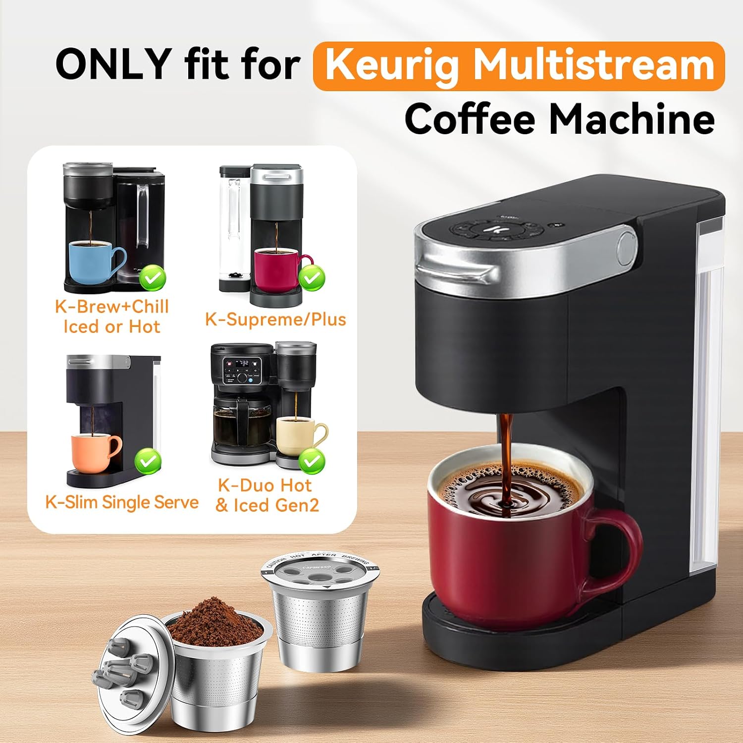Reusable K Cups for Keurig: 2026 Updated My K cup Metal Coffee Filter Refillable Coffee Pods with 5 Holes - for K