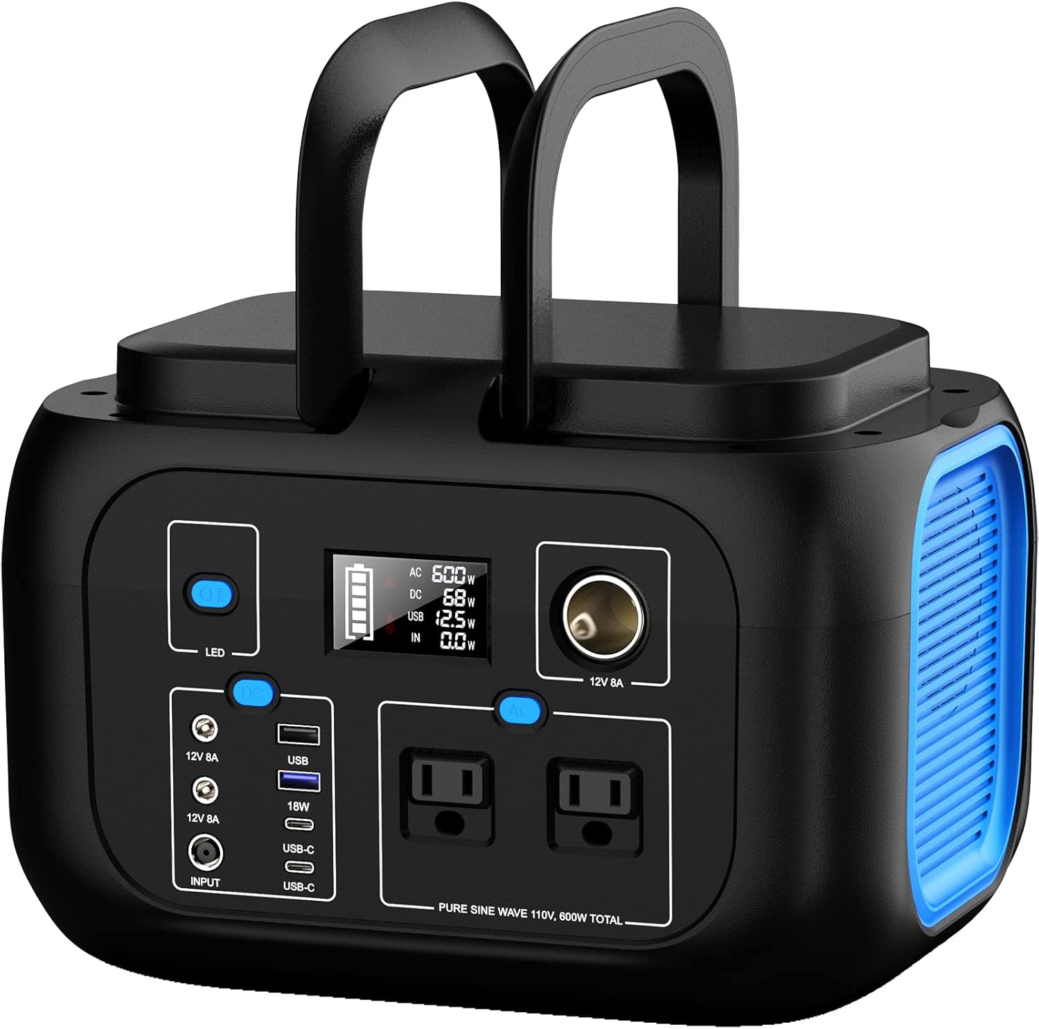Portable Power Station 600W Power Bank 296Wh Solar Generator Lithium Battery Portable Generator Fast Charging with
