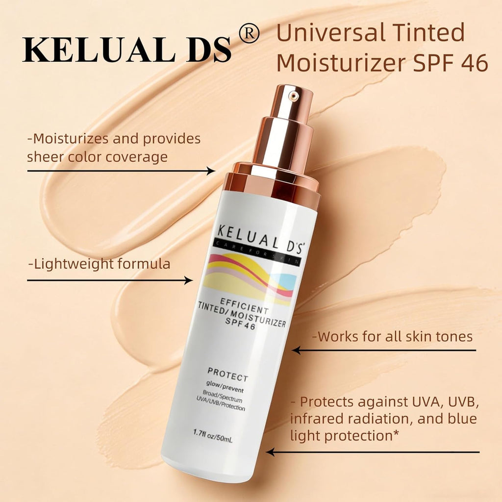 Tinted Moisturizer,Anti-Aging Tinted Face Moisturizer SPF 46 | Broad Spectrum SPF Protection, Hydrating Dewy