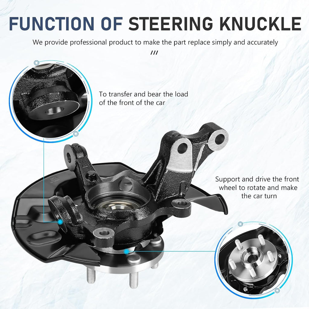 New Front Left Steering Knuckle & Wheel Bearing Hub Assembly