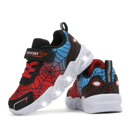Light Up Toddler Shoes Lightweight LED Flashing Breathable Mesh Walking Sneakers for Boys Size 11 Black/Red