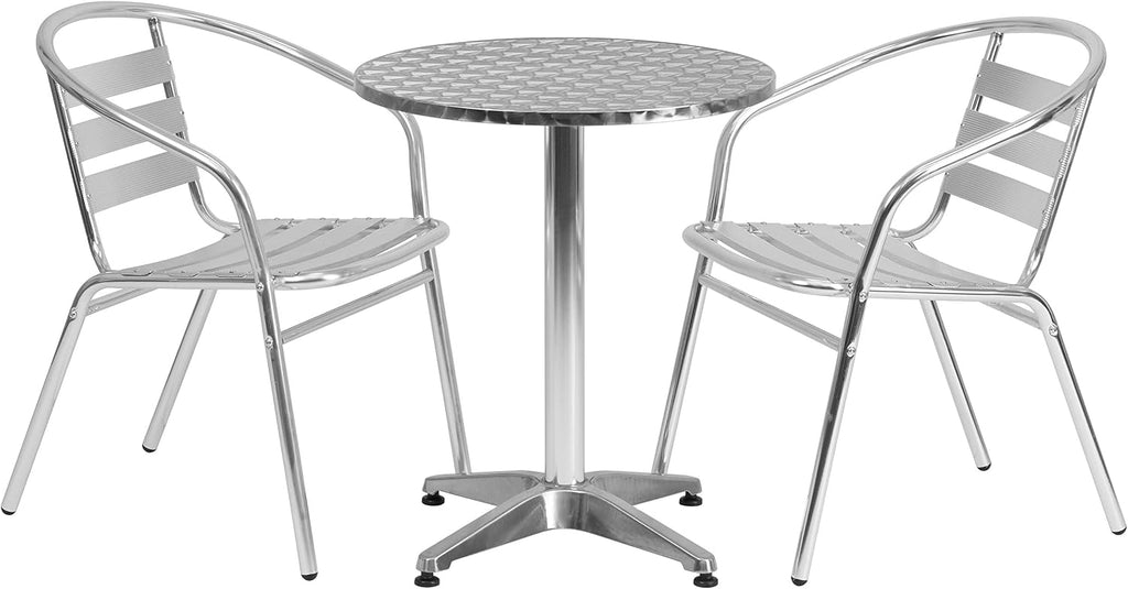 Black 23.5" Round Patio Table Set with 2 Chairs