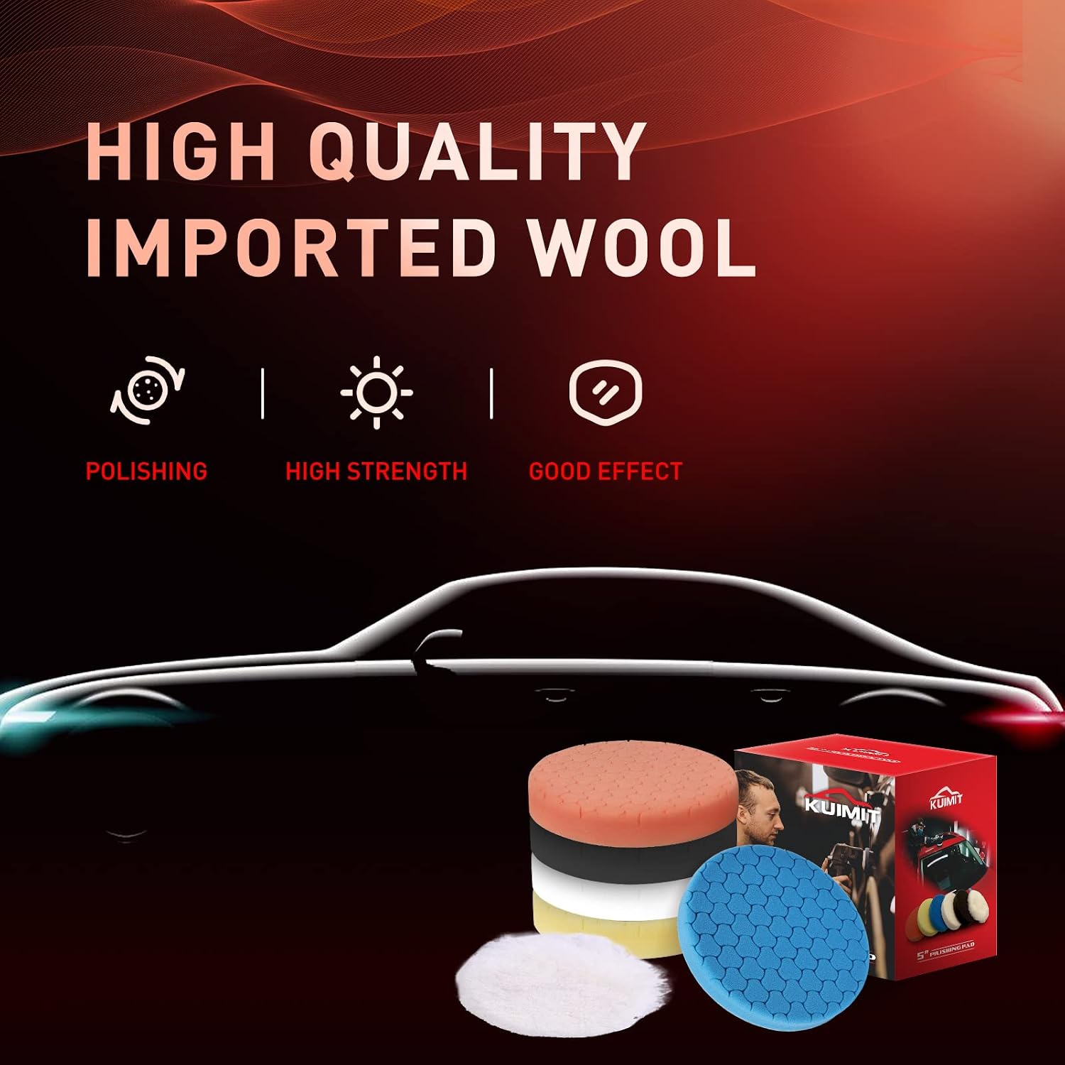 5" Buffing Polishing Pads, 6Pcs 5.6inch 125mm for 5 Inch Backing Plate, Compound Buffing Sponge Pads and Woolen Pads