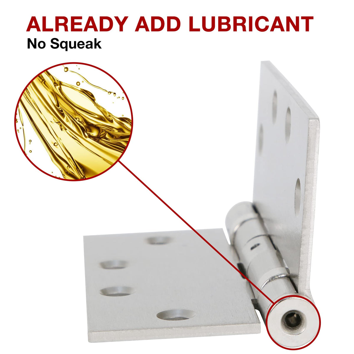 Heavy Duty Door Hinges Brushed Nickel 4.5 Inch x 4 1/2" Square