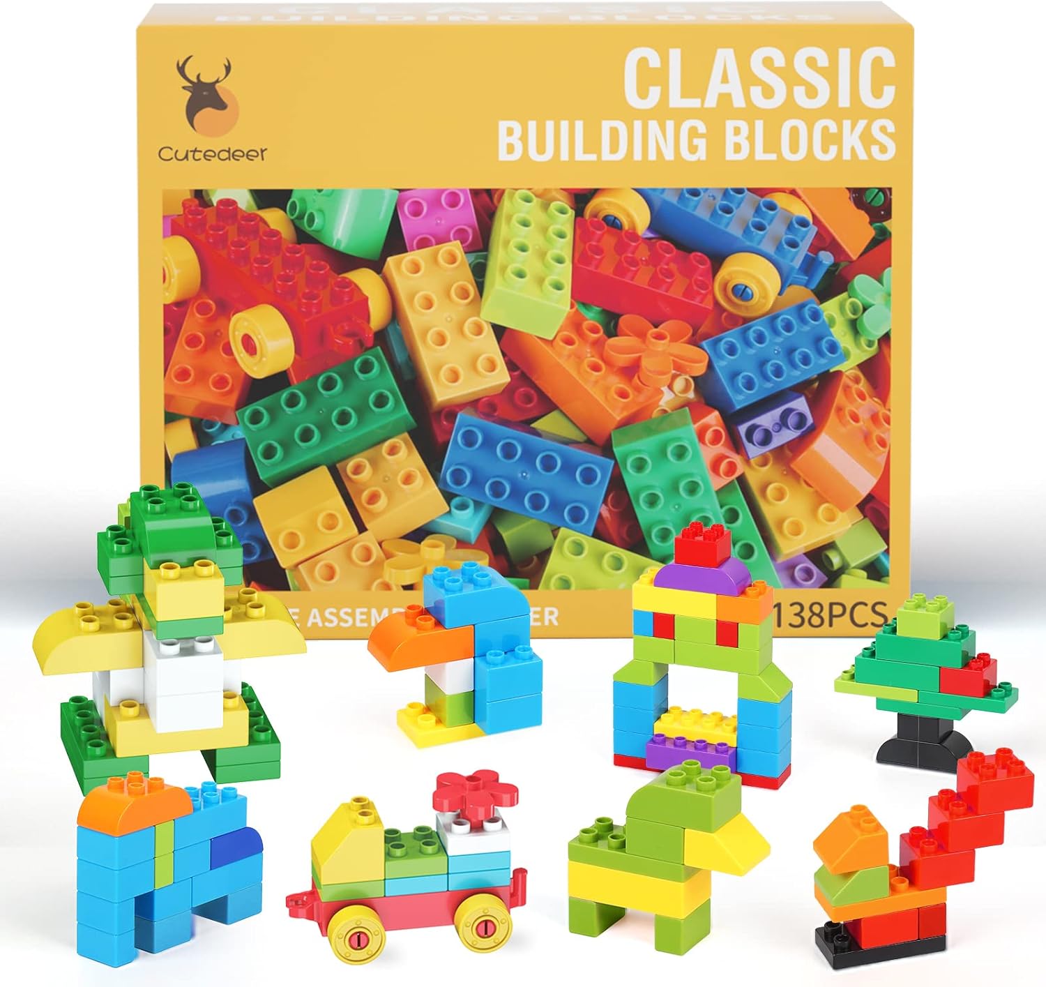 138 Piece Building Blocks for Kids Toddlers, Classic Big Bricks Set Compatible with All Major Brands, STEM Large