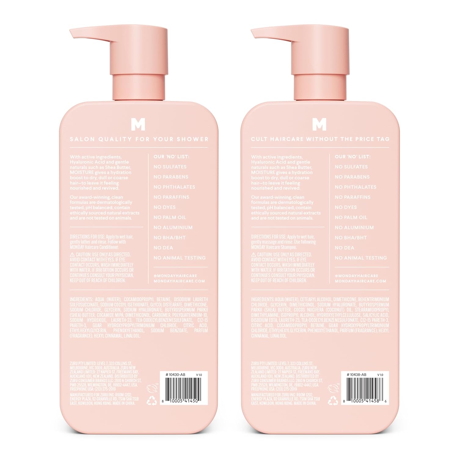 Moisture Shampoo + Conditioner Bathroom Set (2 Count) 27 oz Each for Dry, Coarse, Stressed, Frizzy Hair, Made with