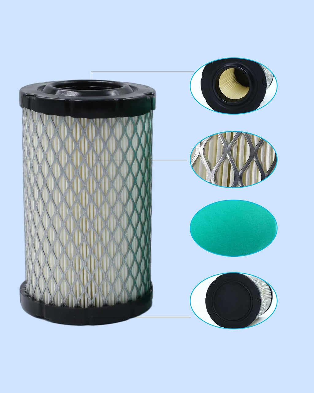 796031 Air Filter Element Fits John Deere D140 D105 D110 d130 E100 S100 S130 E130 Z235 Z255 100 Series Lawn Tractor Mower Parts Cleaner MIU14395 MIU13038 GY21435 MIU13963 590825 (1 pack)