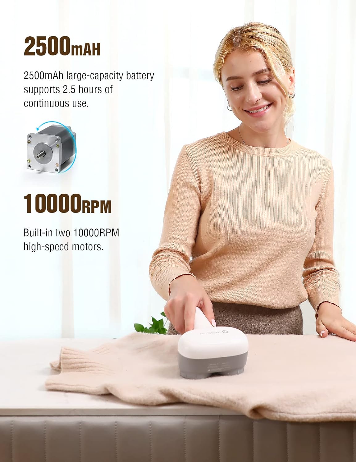 Fabric Shaver, Sweater Depiller & Pilling Remover | Dual-Head Design for 2X Faster Pilling Removal on Sweaters & Couches