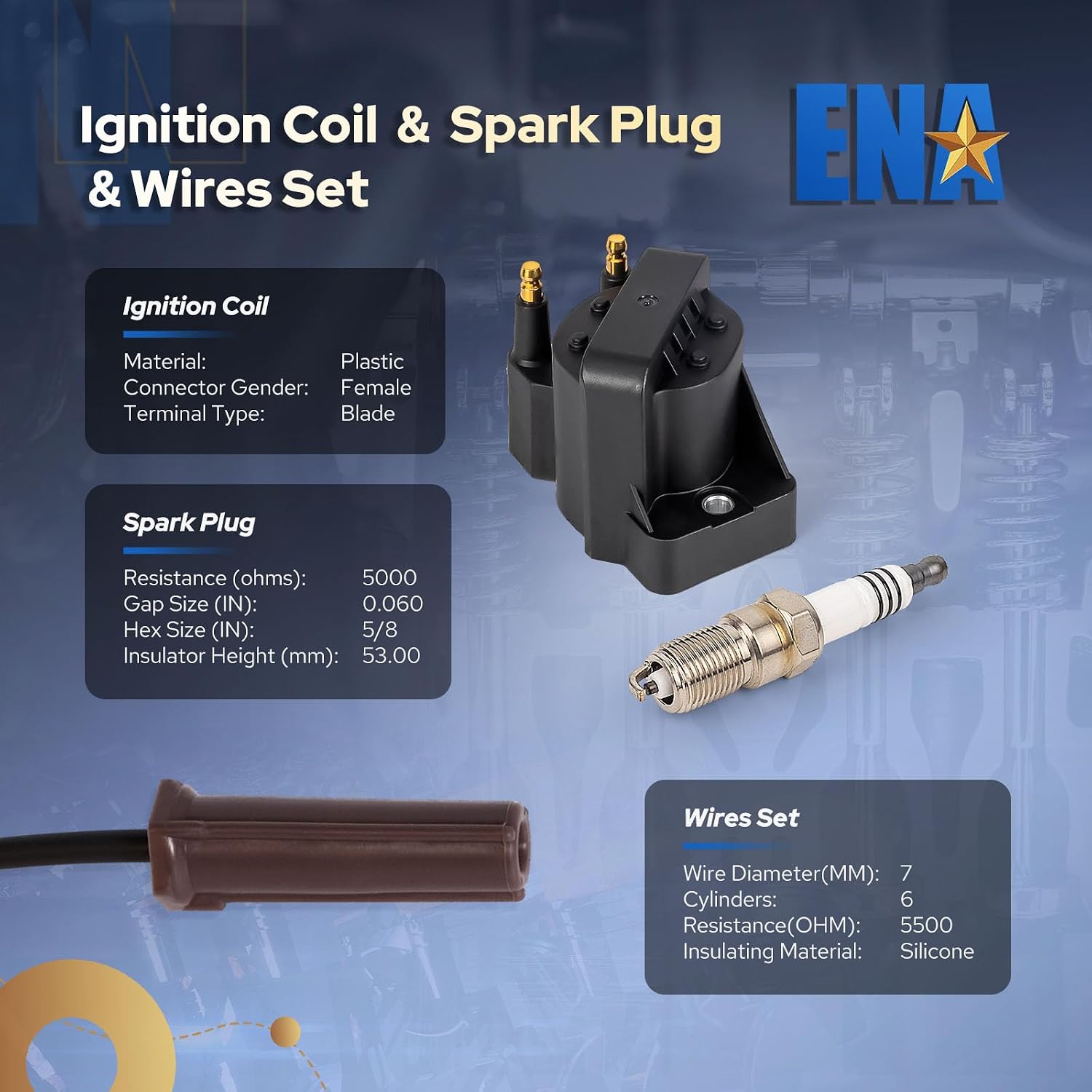 Set of 3 Ignition Coil with 6 Spark Plug and Wire set 1999-2005 Compatible with Chevy Buick Pontiac Allure LaCrosse