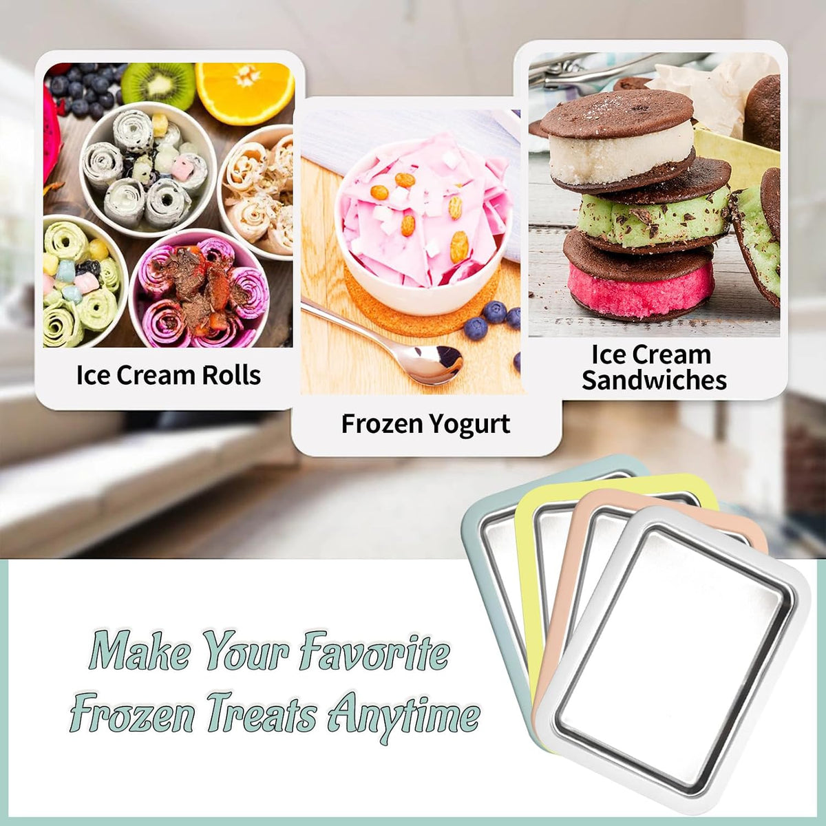 Rolled Ice Cream Maker, Instant Ice Cream Maker, White