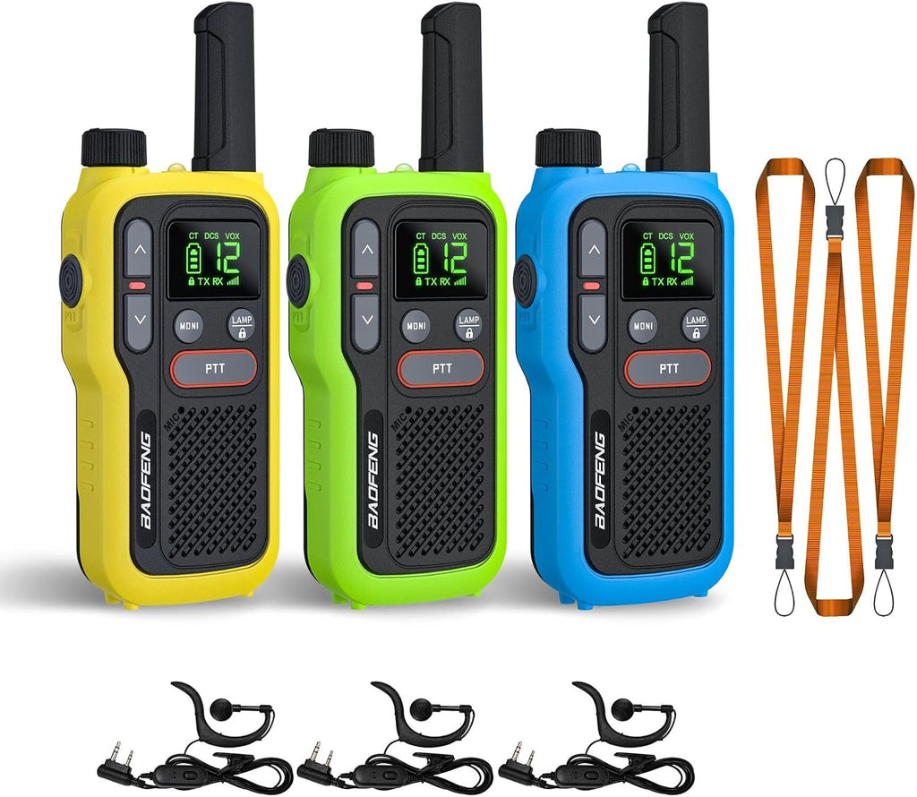 GT-18 Walkie Talkies for Kids Adults Ages 3-12 License Free, 3 Pack | Long Range Two Way Radios, 1500mAh Rechargeable