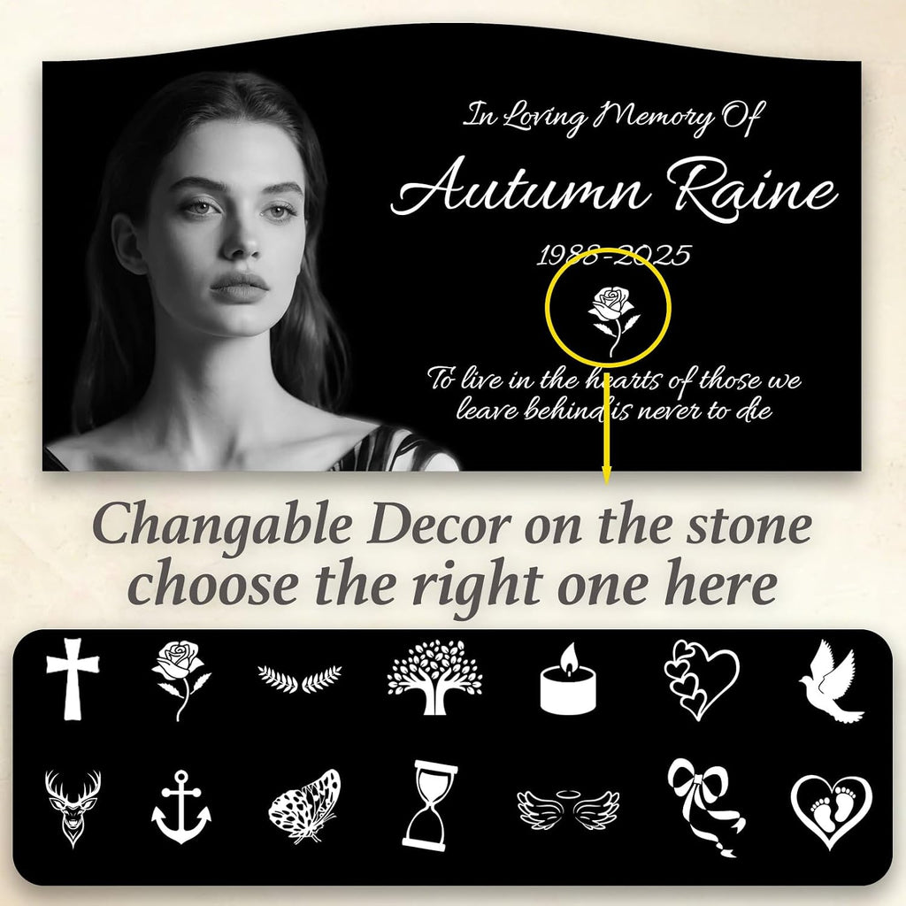 Personalized Human Memorial Stone, Headstone Grave Marker for Cemetery