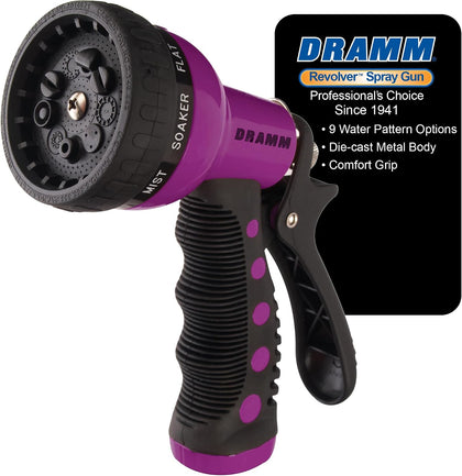 Revolver Heavy Duty Metal Garden Hose Nozzle – 9 Spray Patterns, High Pressure Jet, Thumb-Control Flow, Ergonomic