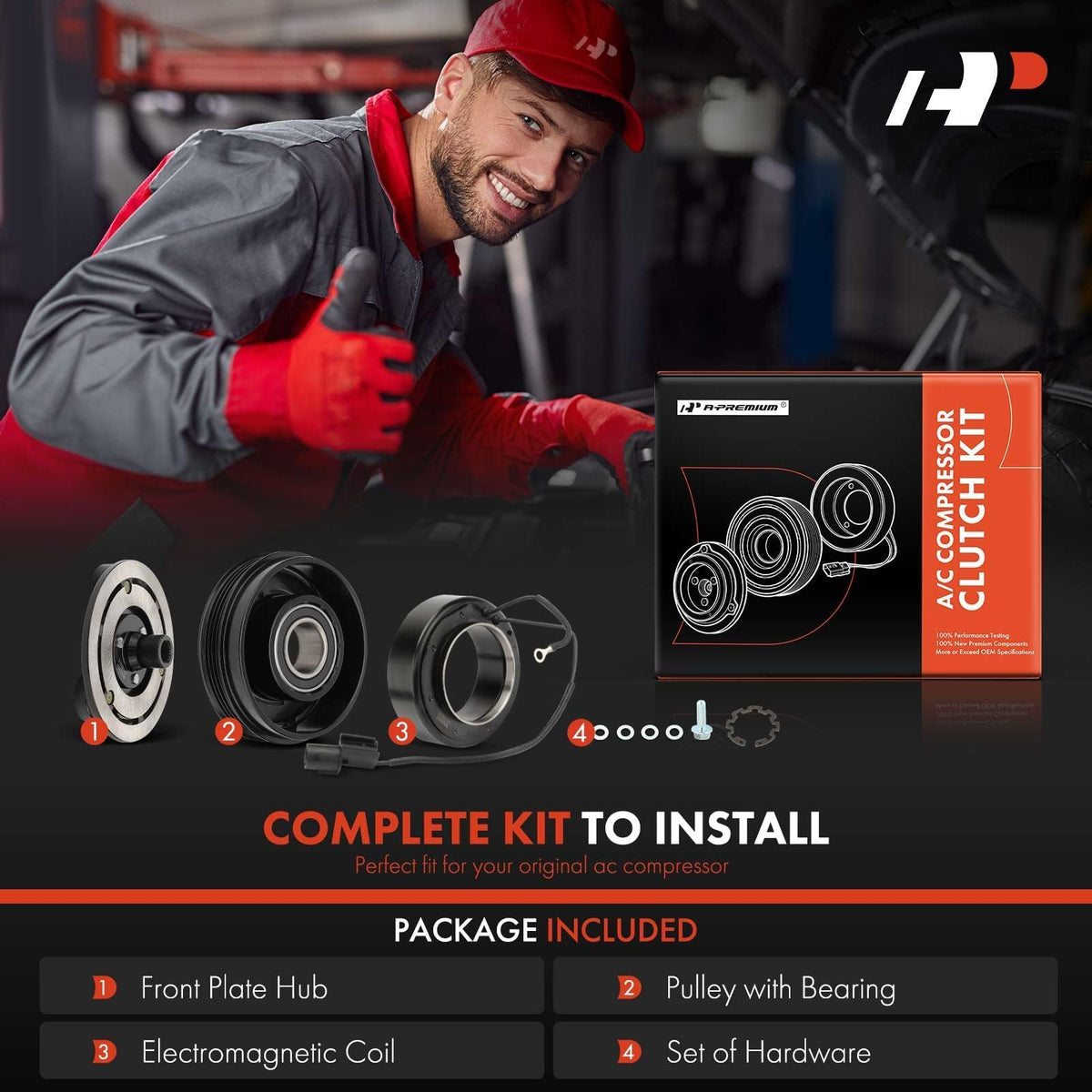 A-Premium Air Conditioner AC Compressor Clutch Kit Compatible with Kia