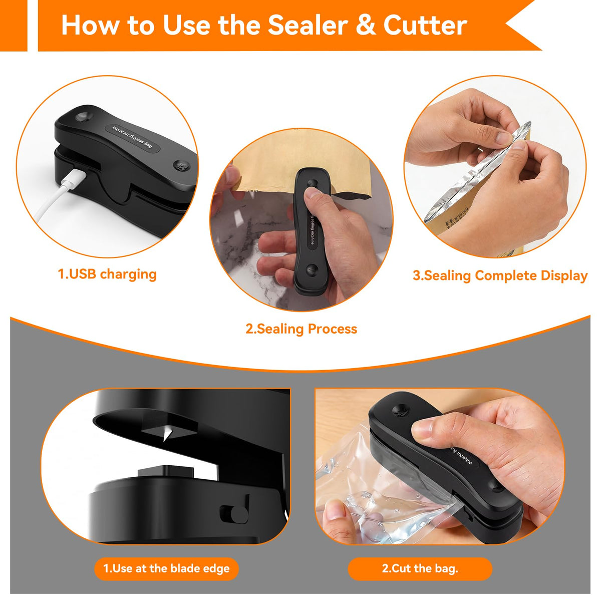 Upgraded Mini Bag Sealer, USB Rechargeable Chip Bag Sealer
