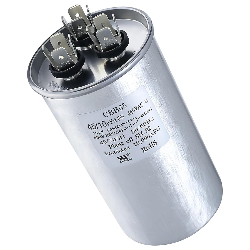 89M83 100335-15 Dual Run Capacitor Compatible with Lennox GE 45/10μF ±5% 440VAC 89M83 Capacitor for HVAC Capacitor for Air Conditioner Condenser Fan Motor and Compressor Replacement