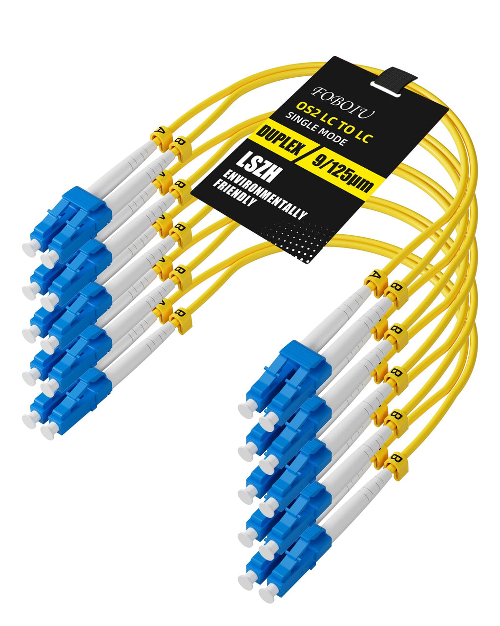 OS2 LC to LC Single Mode Fiber Patch Cable 0.5m/1.6ft 5 Pack, Duplex