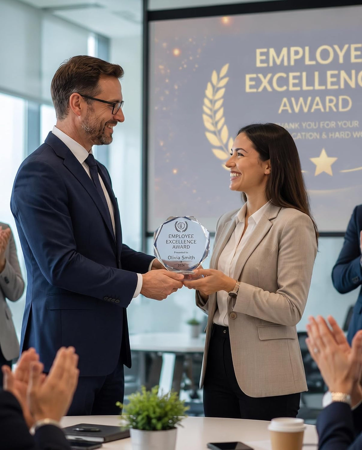 Engravable Crystal Award Plaque for Employee Recognition