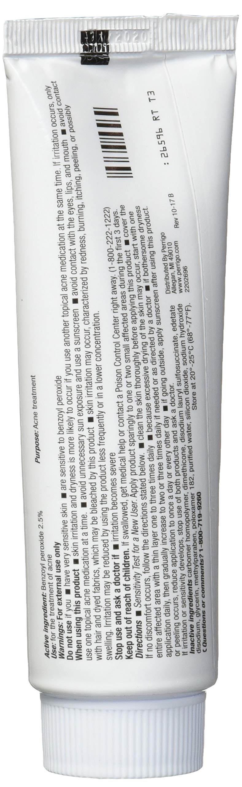 2.5% Benzoyl Peroxide Acne Treatment Gel 60gm Tube