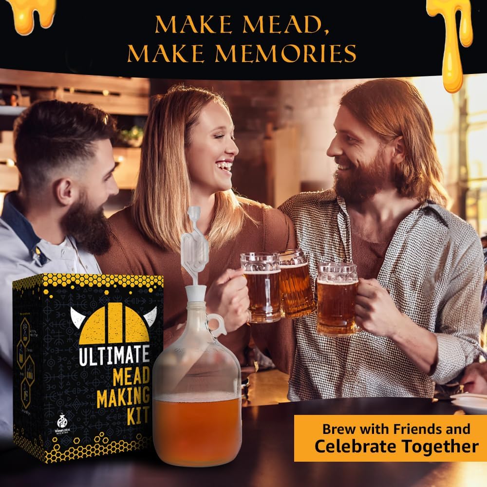 Ultimate Honey Mead Making Kit with Yeast and Starter Home Brew Accessories, Reusable, Step-by-Step Brewing Process