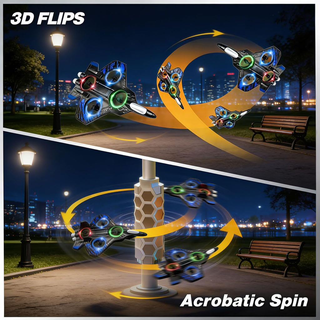 RC Plane, Foam Remote Control Airplane for Hobbyists Pilots Beginners | 2.4GHz RC Airplane Fighter Jet Drone with LED