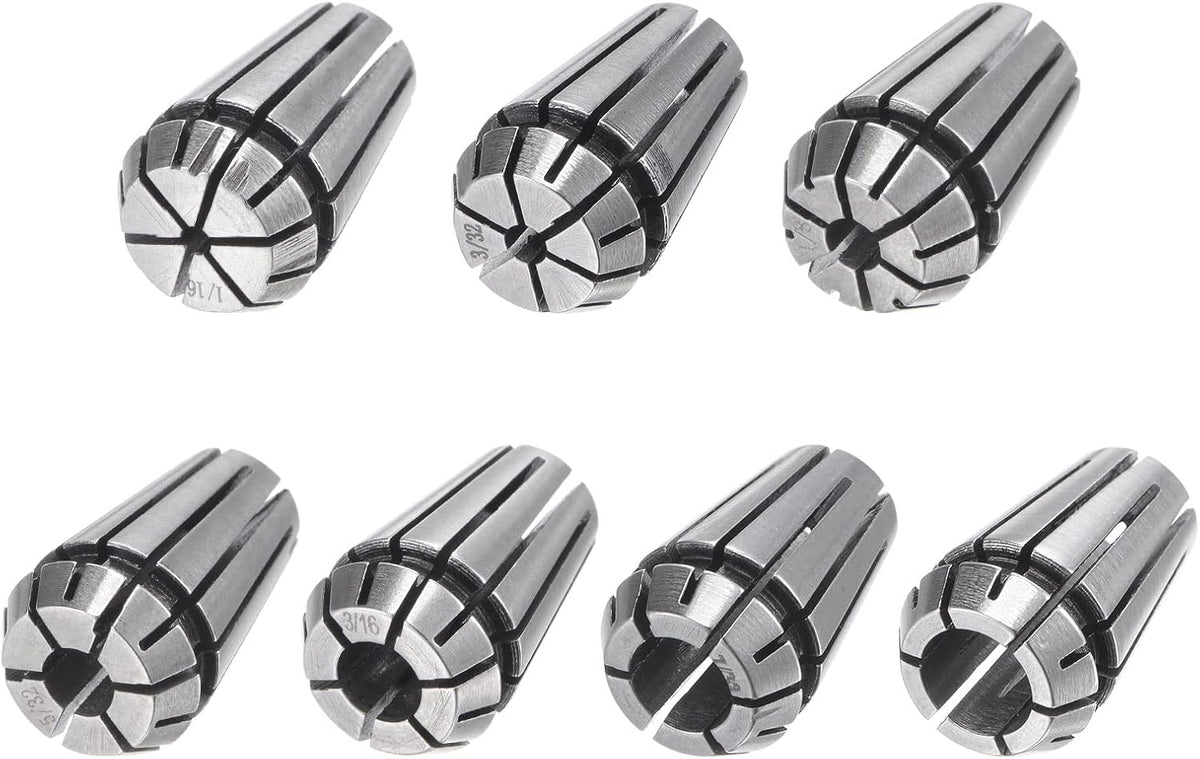 uxcell 7pcs ER11 Spring Collet Set 1/16" to 1/4" Chuck for CNC Machine
