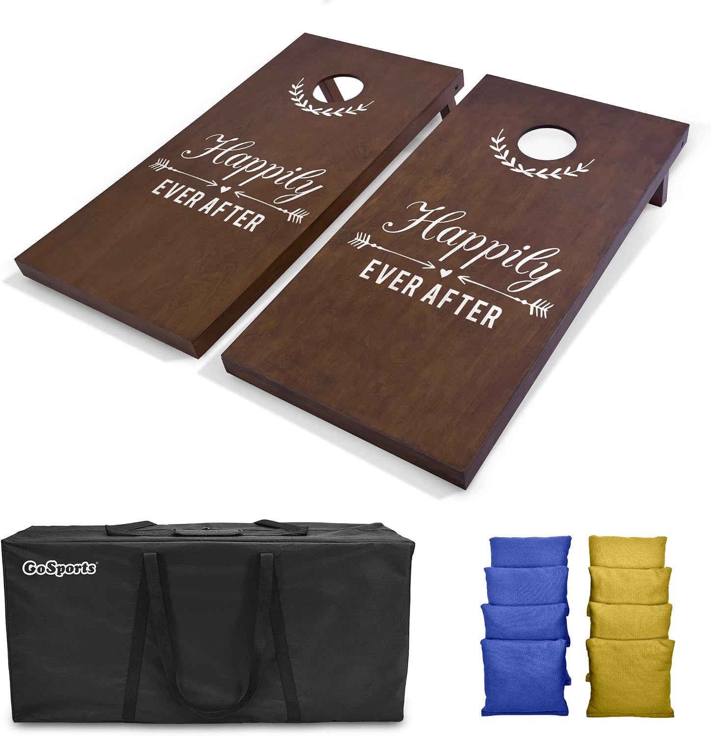 Wedding Cornhole Set | Regulation 4 ft x 2 ft Size Solid Stained Wood with Carrying Case (Choose Your Colors) - Match
