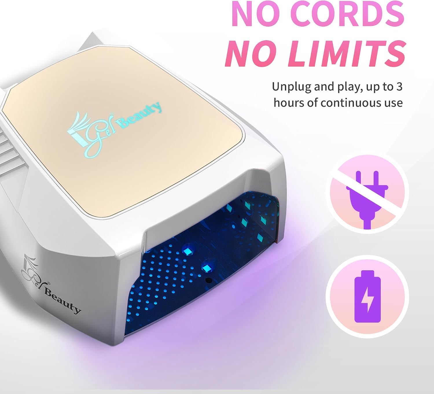 Hybrid PRO 2.0 UV/LED Nail Lamp – 48W Wireless Rechargeable Nail Dryer, Full Hand Curing, Smart Motion Sensor