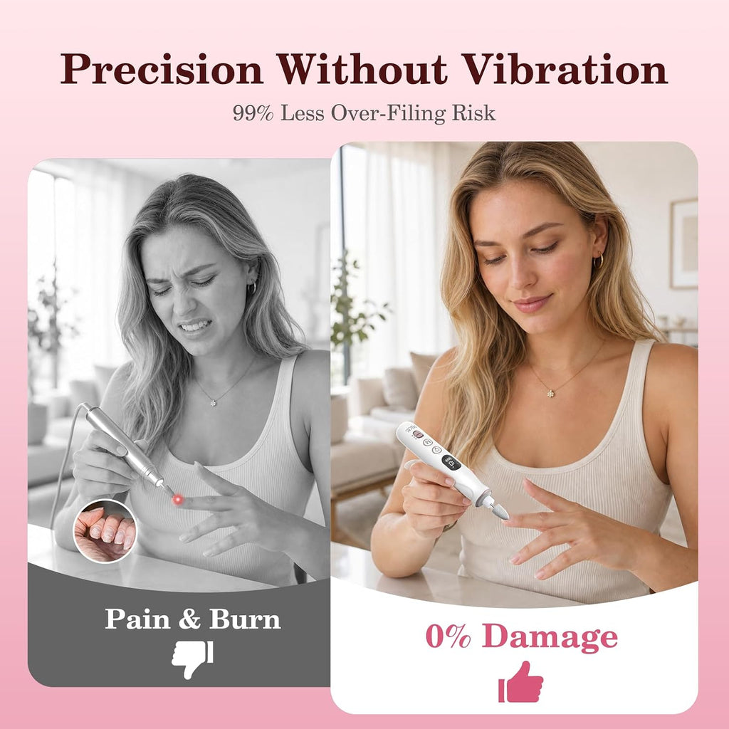 Electric Nail File, 10 Speeds Cordless Nail Drill with LED Light