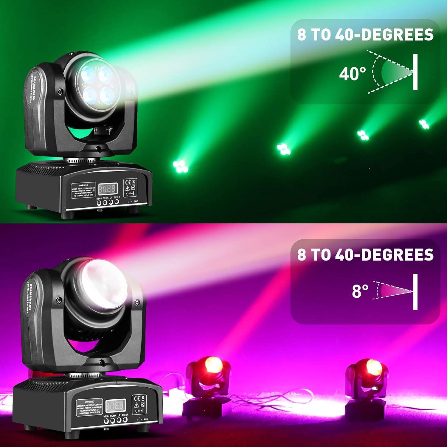 100W LED Moving Head DJ Lights 2-Sides Moving Head Wash & Beam Effect Stage Light RGBW 4-in-1 DMX Sound Active DJ