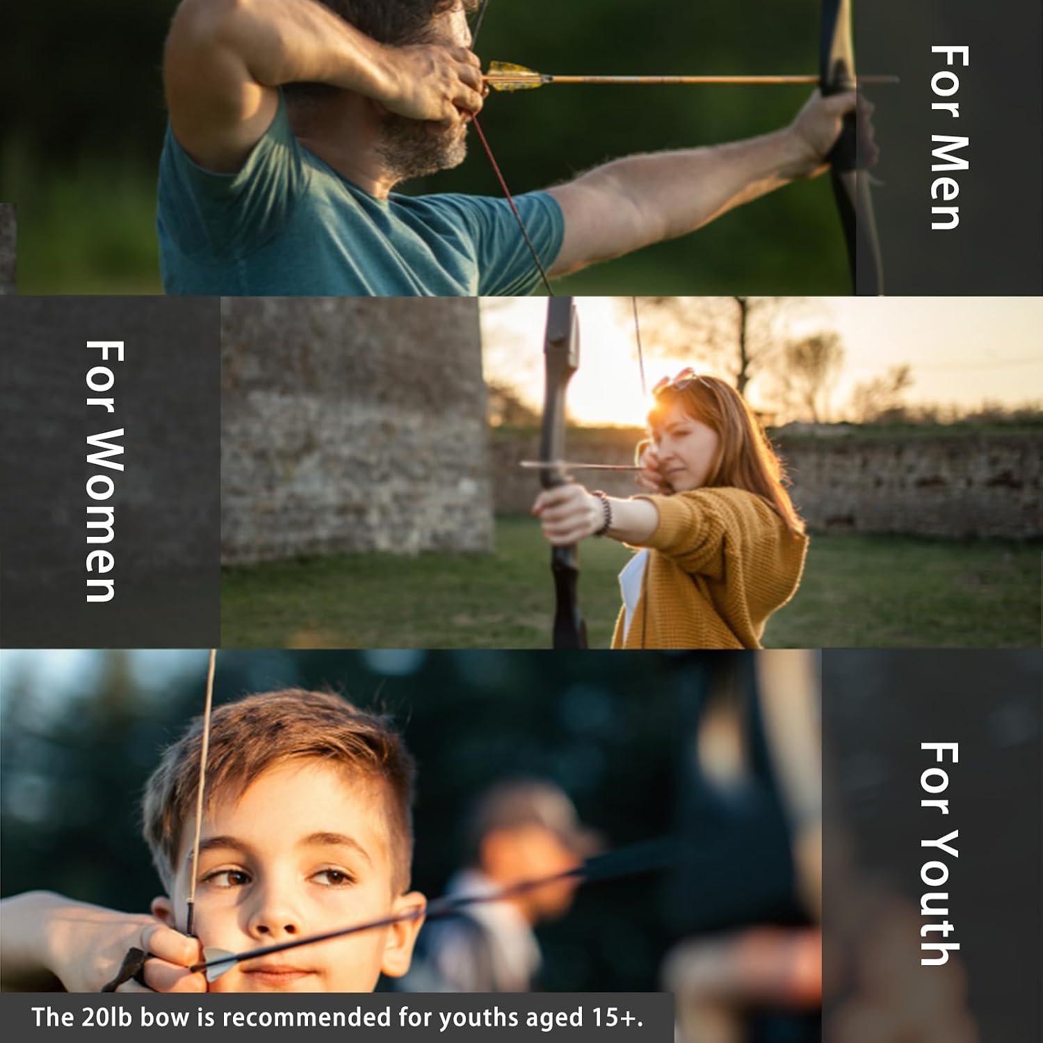 Recurve Bow and Arrow Set for Adults & Youth 20 30 40lb, Takedown Archery Kit for Beginners Right & Left Handed