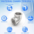ChillWaves 304 Stainless Steel Pipe Fitting, 90 Degree Elbow 1" NPT Female x 1" NPT Female Thread Adapter(3-PACK)