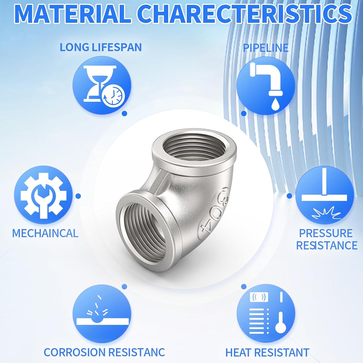 ChillWaves 304 Stainless Steel Pipe Fitting, 90 Degree Elbow 1" NPT Female x 1" NPT Female Thread Adapter(3-PACK)