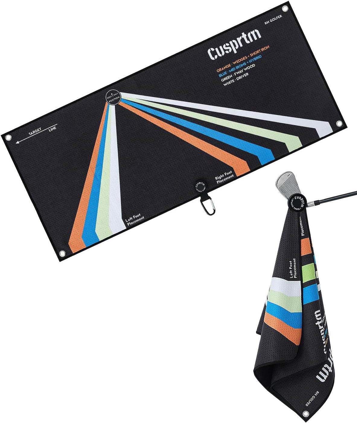 Magnetic Golf Stance Towel & Alignment Training Aid (Right Handed) – Dual-Sided Proper Ball Position & Foot Placement