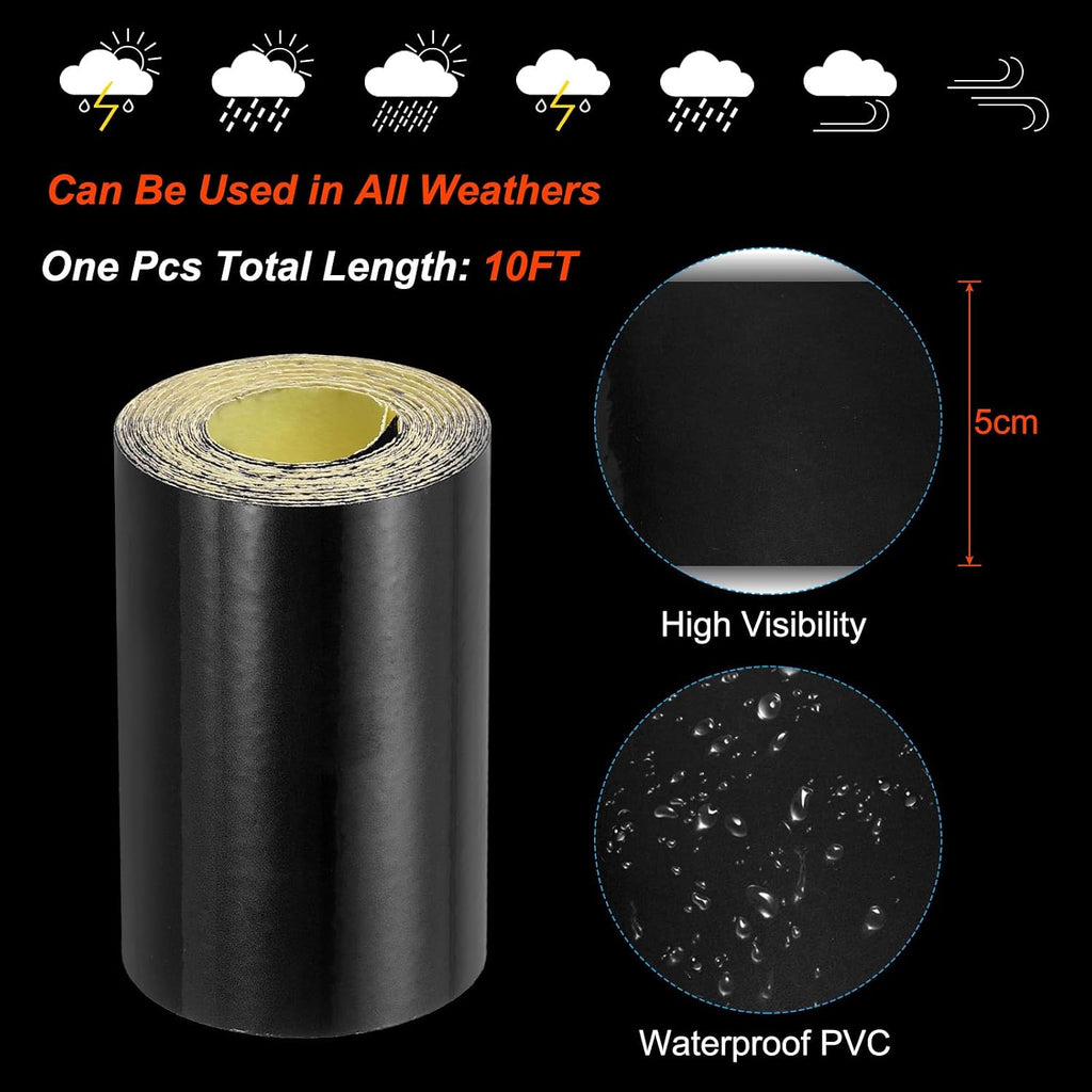 2" x 10 FT Reflective Tape 3Pack High Visibility Waterproof Black