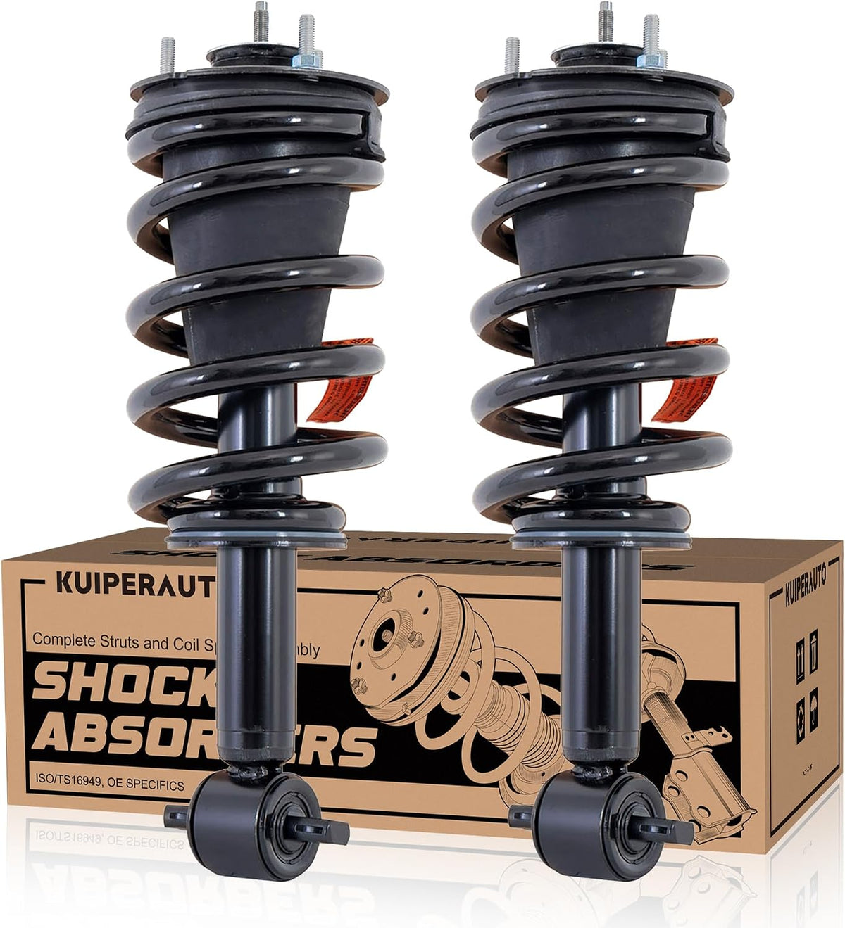 KUIPERAUTO Front Complete Struts Coil Spring Assembly 239112 Compatible with 2014-2018 Chevy Silverado 1500 4WD/ 2014 2015 2016 2017 GMC Sierra 1500 RWD Replacement Shock Absorbers